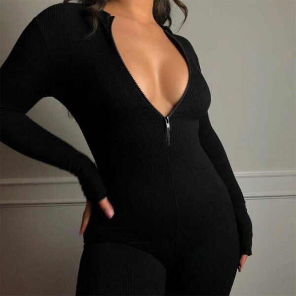 Black Solid Slim Romper - Image 3