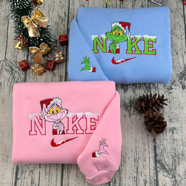 Embroidered Merry Grinchmas Couple Sweater