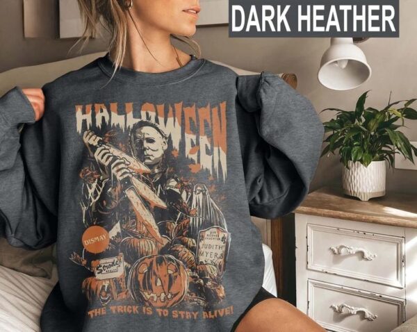 Vintage Michael Myers Halloween Sweatshirt, Myers Thriller Friday13th Sweatshirt - Image 4