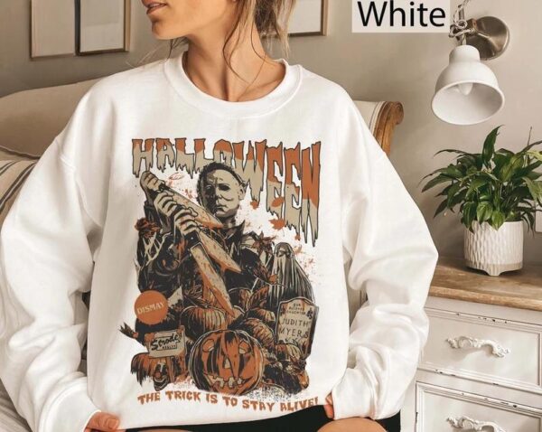 Vintage Michael Myers Halloween Sweatshirt, Myers Thriller Friday13th Sweatshirt - Image 5