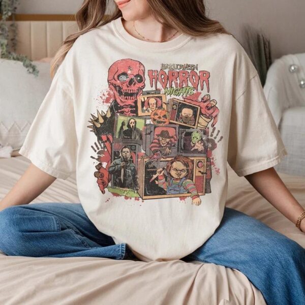 Vintage Horror Movies Characters TShirt, Halloween TShirt