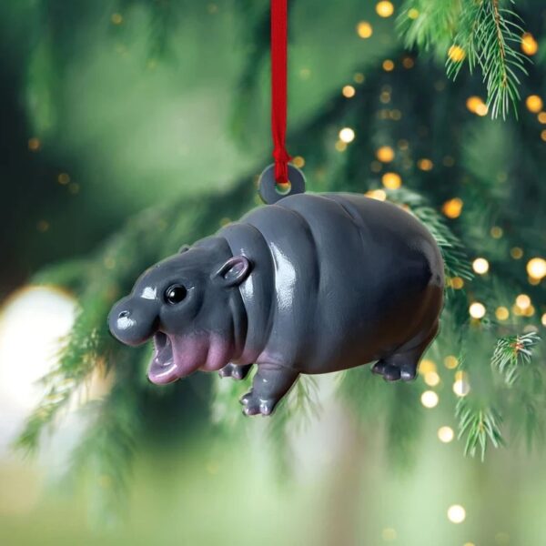 2Pcs/Set Cute Baby Hippo Moo Deng Ornament - Image 3