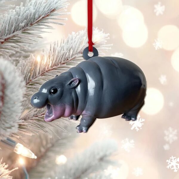 2Pcs/Set Cute Baby Hippo Moo Deng Ornament - Image 4