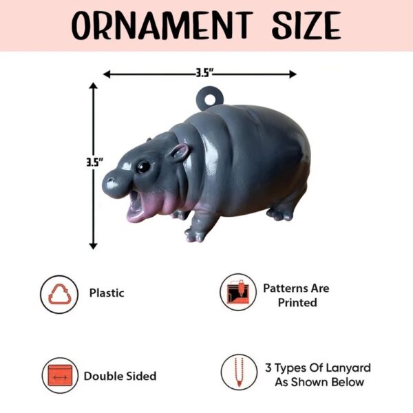 2Pcs/Set Cute Baby Hippo Moo Deng Ornament - Image 7