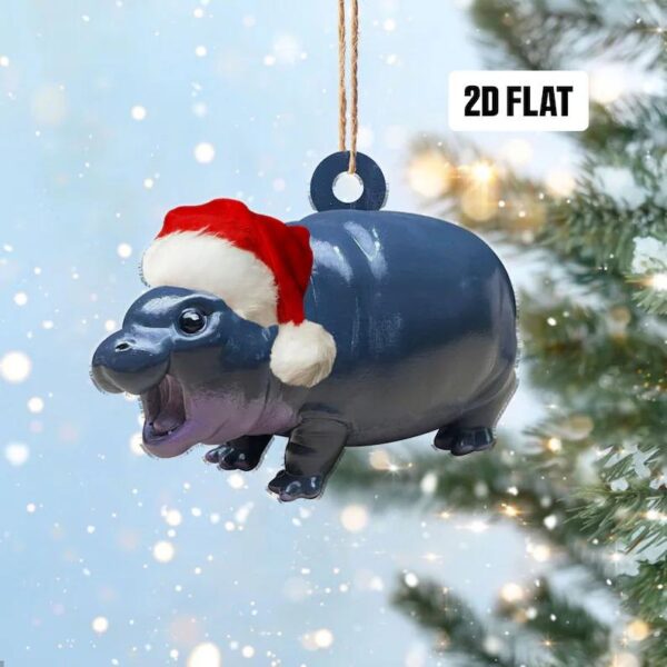 2Pcs/Set Cute Baby Hippo Moo Deng Ornament - Image 6