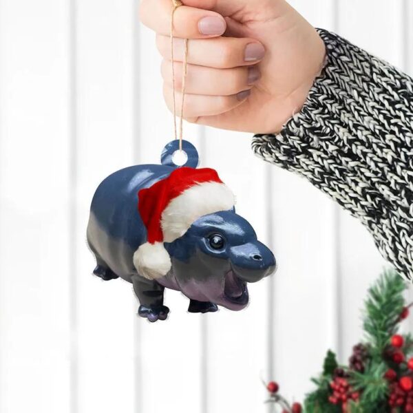 2Pcs/Set Cute Baby Hippo Moo Deng Ornament - Image 5