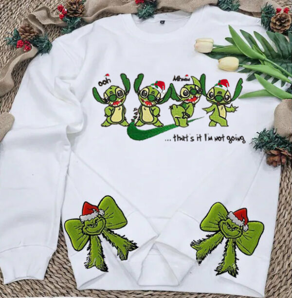 Side Bow Grinch Stitch Embroidered Sweatshirt