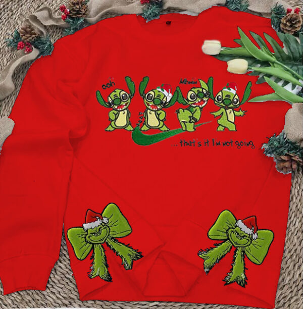 Side Bow Grinch Stitch Embroidered Sweatshirt - Image 3