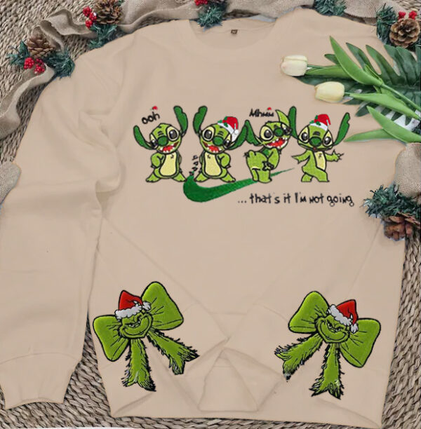 Side Bow Grinch Stitch Embroidered Sweatshirt - Image 2