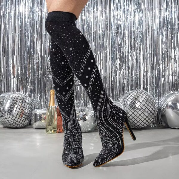 Sparkly Rhinestone Heel Boots