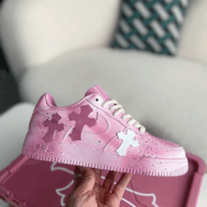 Nike AF1 Pink Chrome Heart